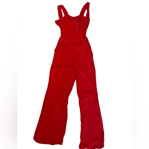 The Kooples Red Sleeveless Tie Back Jumpsuit - Picture 5 of 11